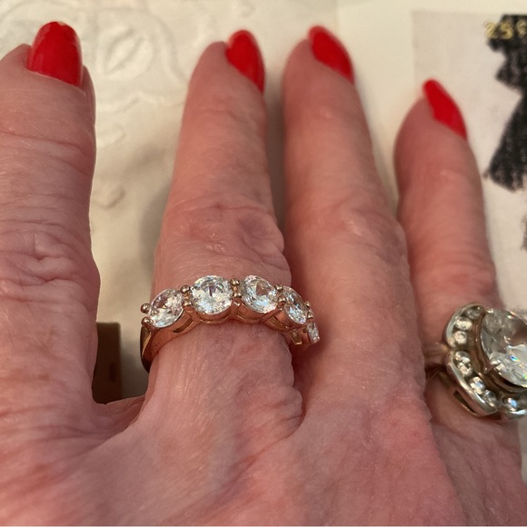 NEW/WITHOUT TAGS ITALY, 925 STERLING ROSE GOLD CUBIC ZIRCONIA WEDDING SET SIZE 6 - Picture 10 of 16